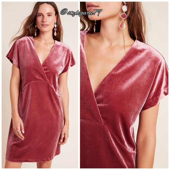 NWT, Anthropologie, Nancy Velvet Rose Tunic Dress - Picture 1 of 2